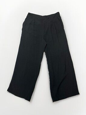 A New Day Pants Women’s 16 Black Wide Leg Pleated Crinkle Palazzo